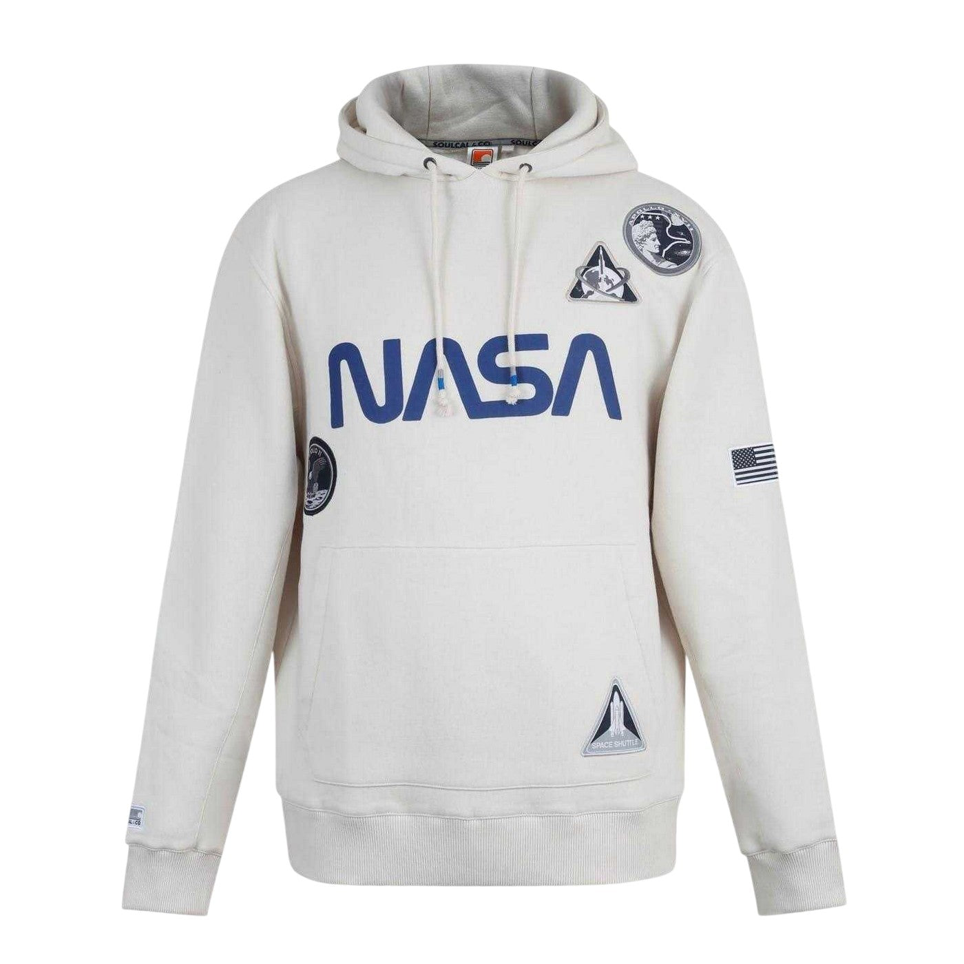 Off White - Front - SoulCal Mens NASA Hooded Drawstring Hoodie