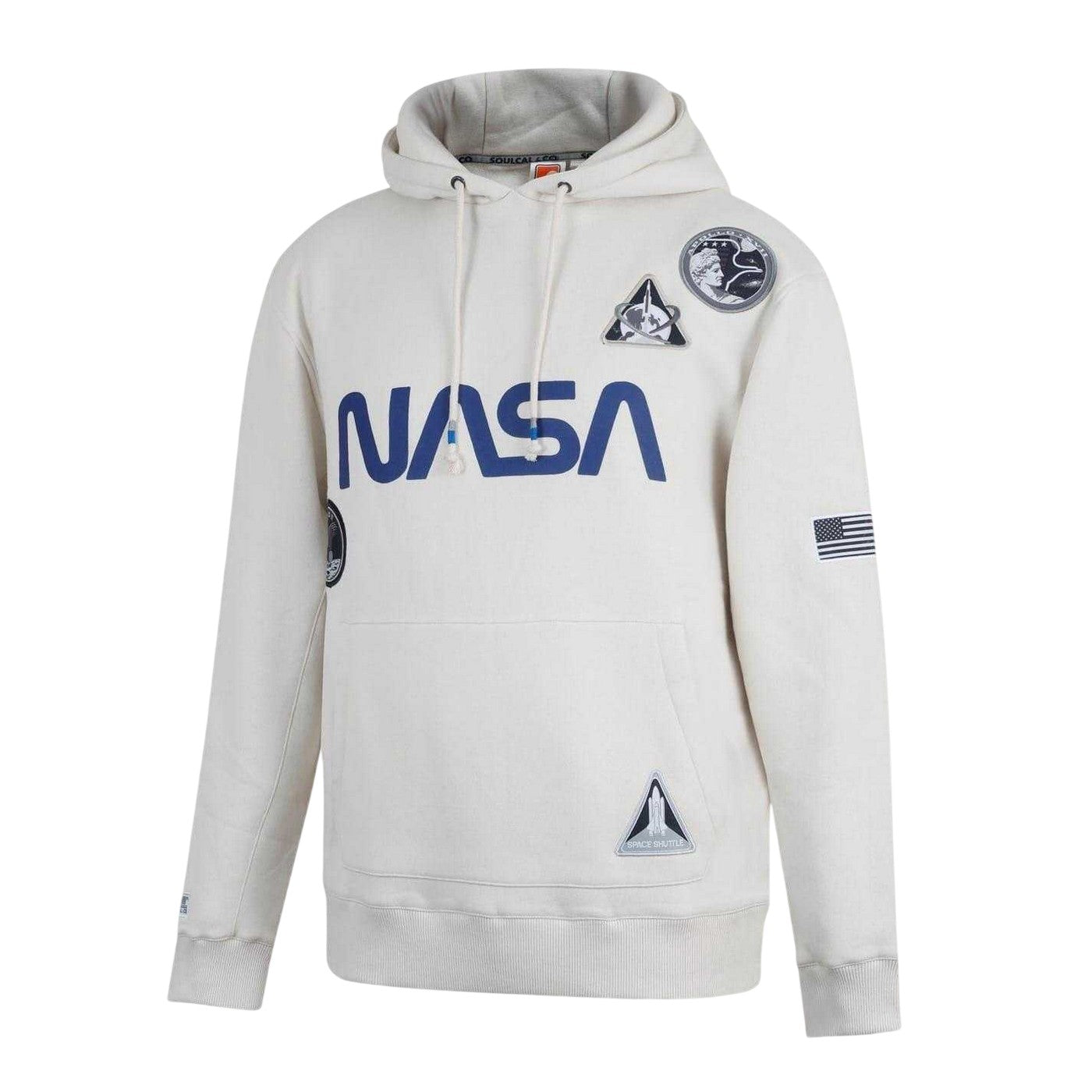 Off White - Side - SoulCal Mens NASA Hooded Drawstring Hoodie