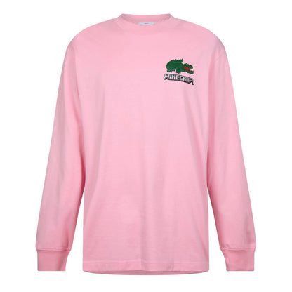 Lotus Pink - Front - Lacoste Mens x Minecraft Long-Sleeved T-Shirt