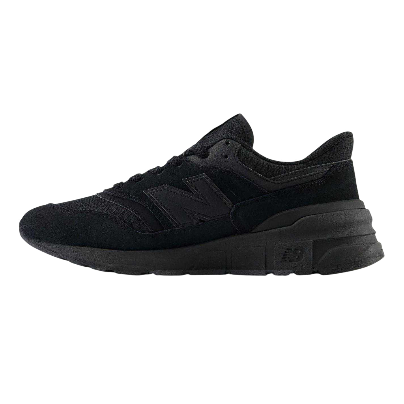 Black - Side - New Balance Mens 977r Leather Flat Trainers