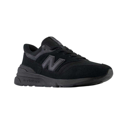 Black - Pack Shot - New Balance Mens 977r Leather Flat Trainers