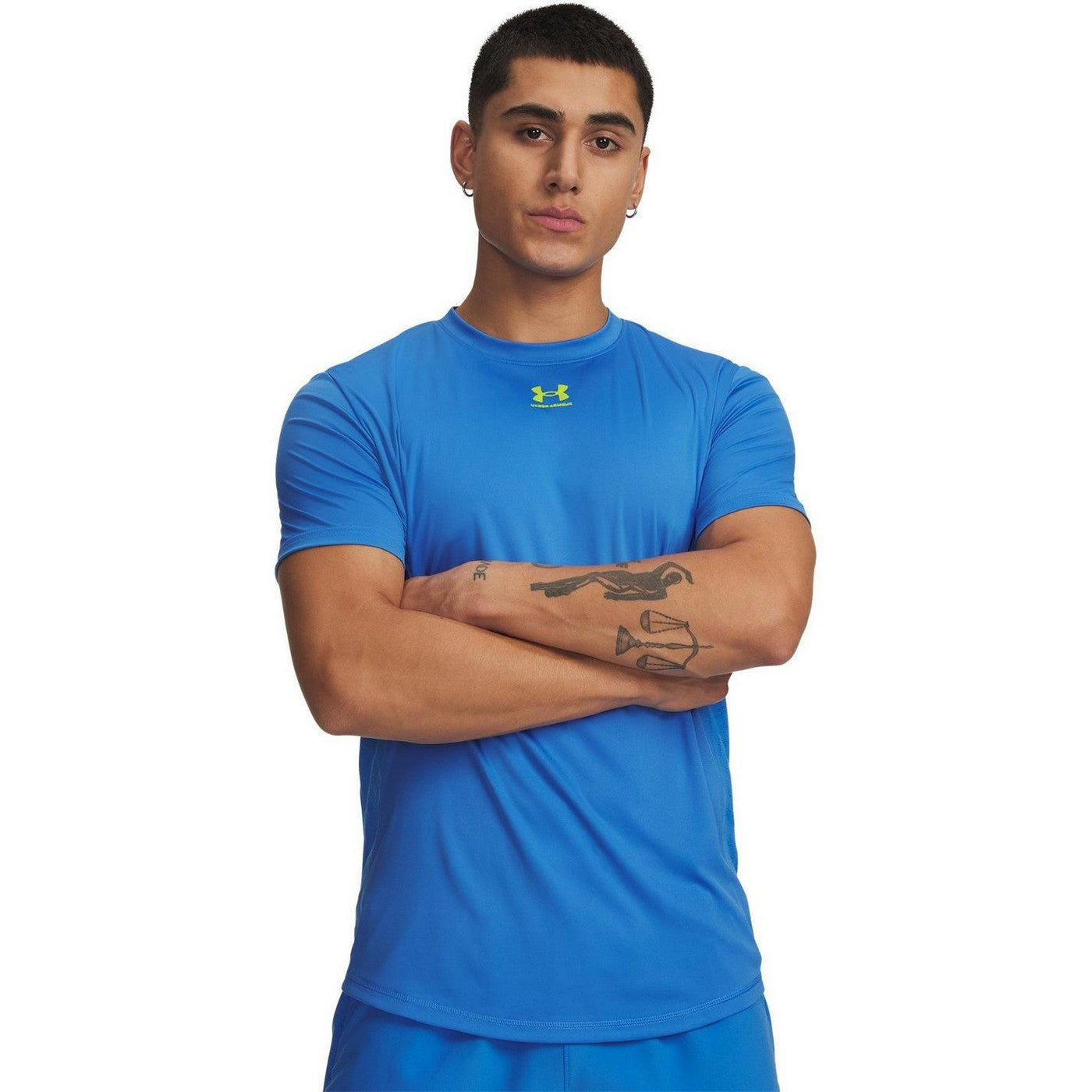 Blue-Yellow - Side - Under Armour Mens Challenger Pro Crew Neck T-Shirt