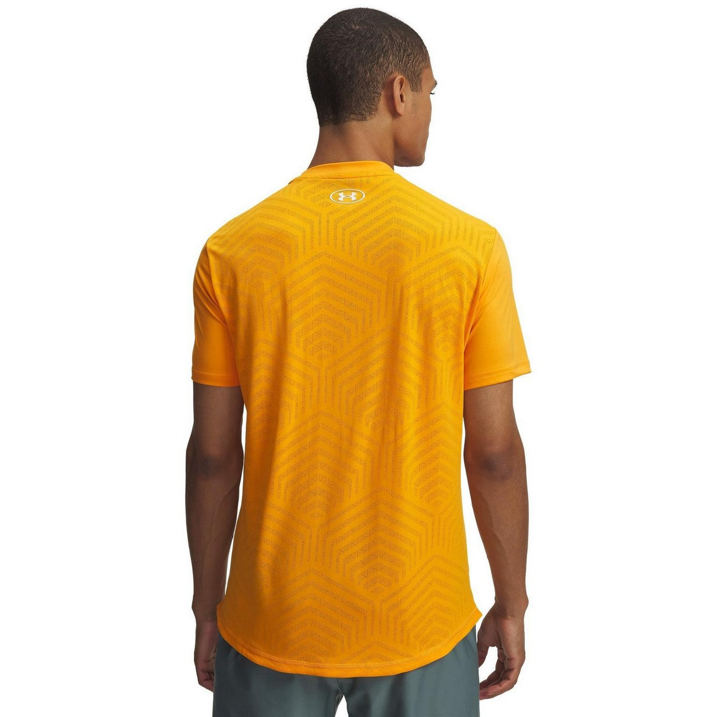 Orange-Grey - Back - Under Armour Mens Challenger Pro Crew Neck T-Shirt