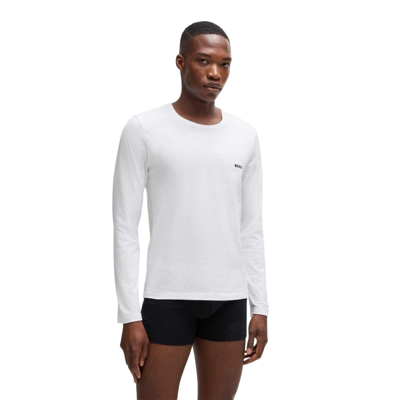 White-Navy-Black - Side - Boss Mens Logo Long-Sleeved T-Shirt (Pack of 3)