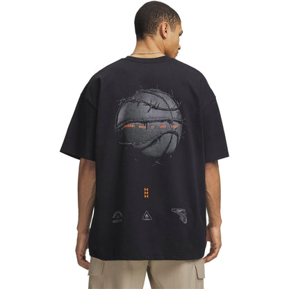Black-Orange - Back - Under Armour Mens Back Print Heavyweight T-Shirt
