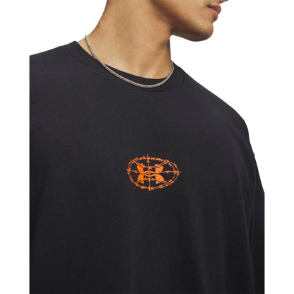 Black-Orange - Side - Under Armour Mens Back Print Heavyweight T-Shirt