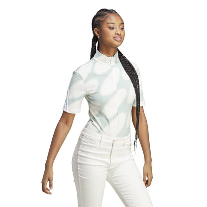 White - Pack Shot - Adidas Womens-Ladies Marimekko Future Icons Slim Short-Sleeved Bodysuit