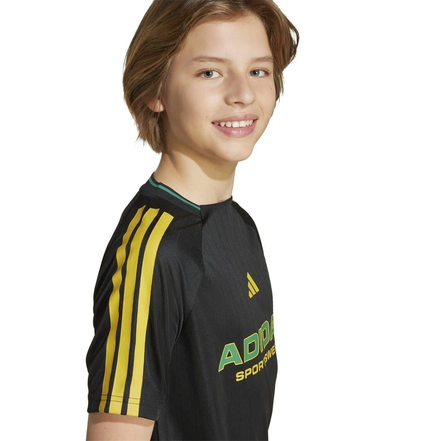 Black-Green - Side - Adidas Childrens-Kids House Of Tiro Football Jersey