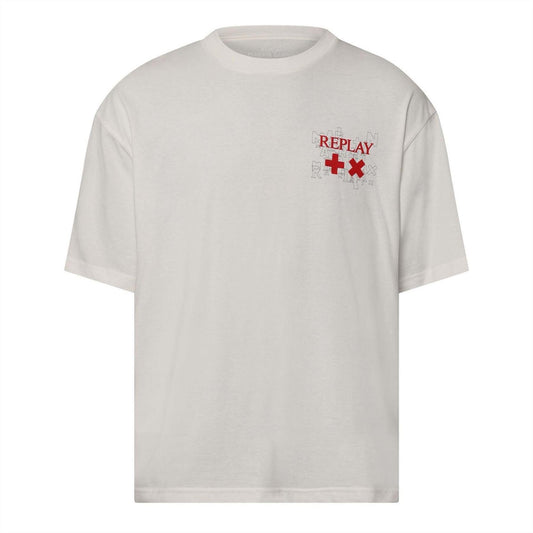 White - Front - Replay Mens Martin Garrix Cotton Oversized T-Shirt