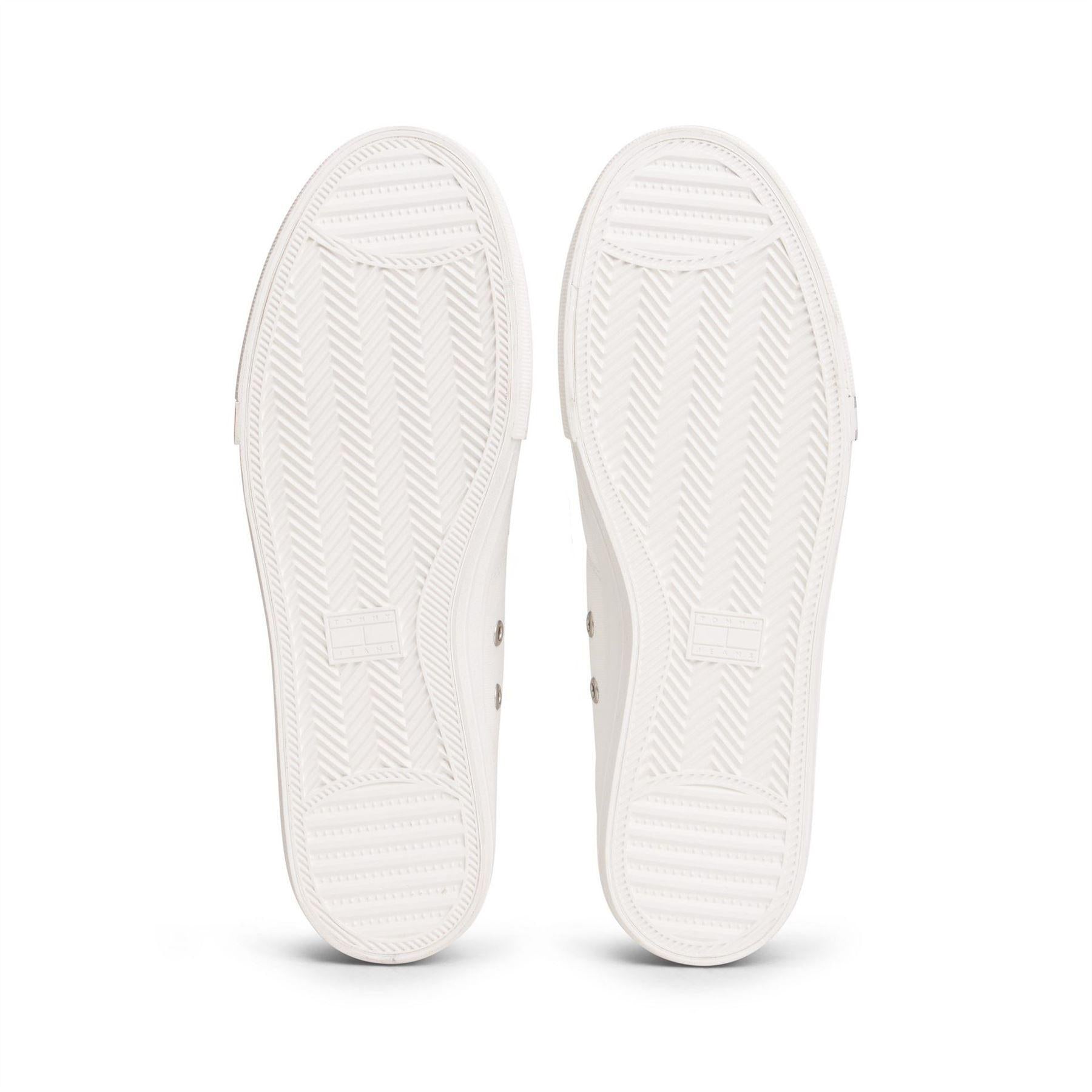 Ecru - Pack Shot - Tommy Jeans Mens Canvas Flat Trainers