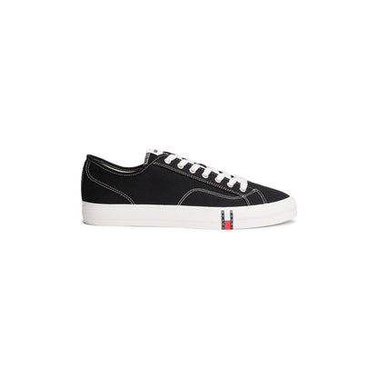 Black - Front - Tommy Jeans Mens Canvas Flat Trainers