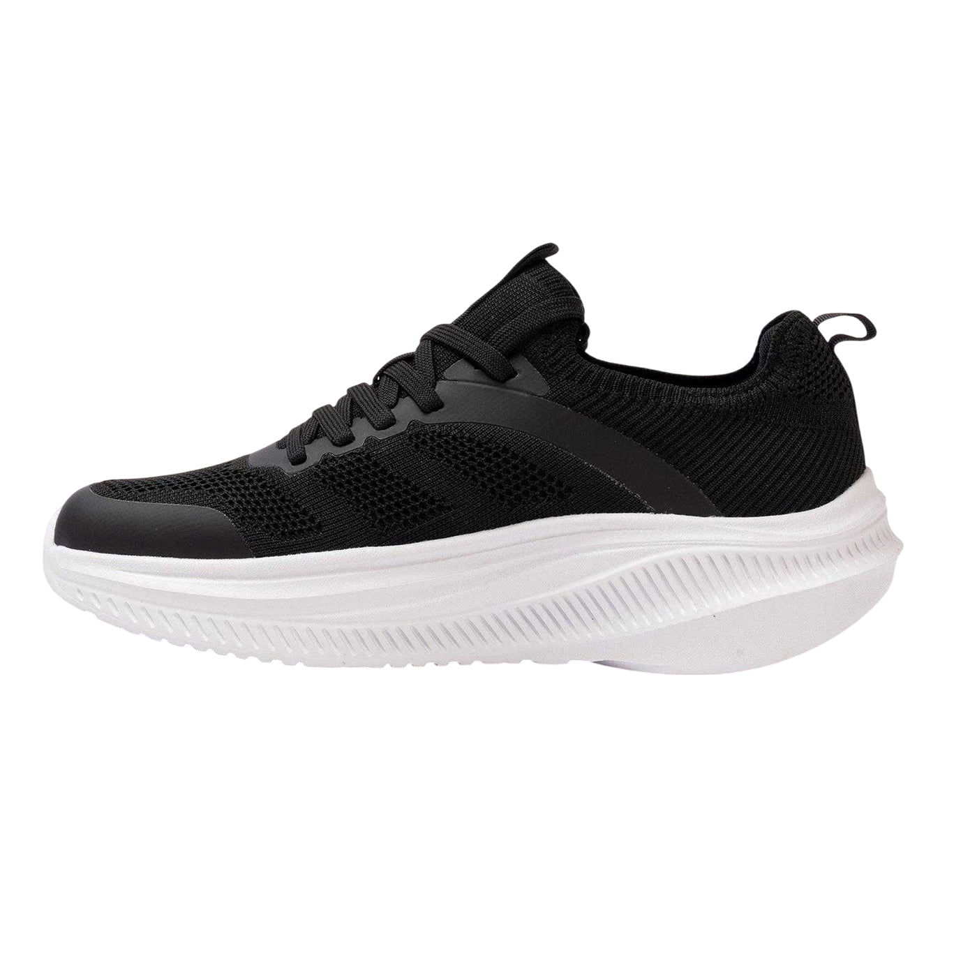 Black-White - Back - Kappa Mens Prati Knitted Platform Trainers