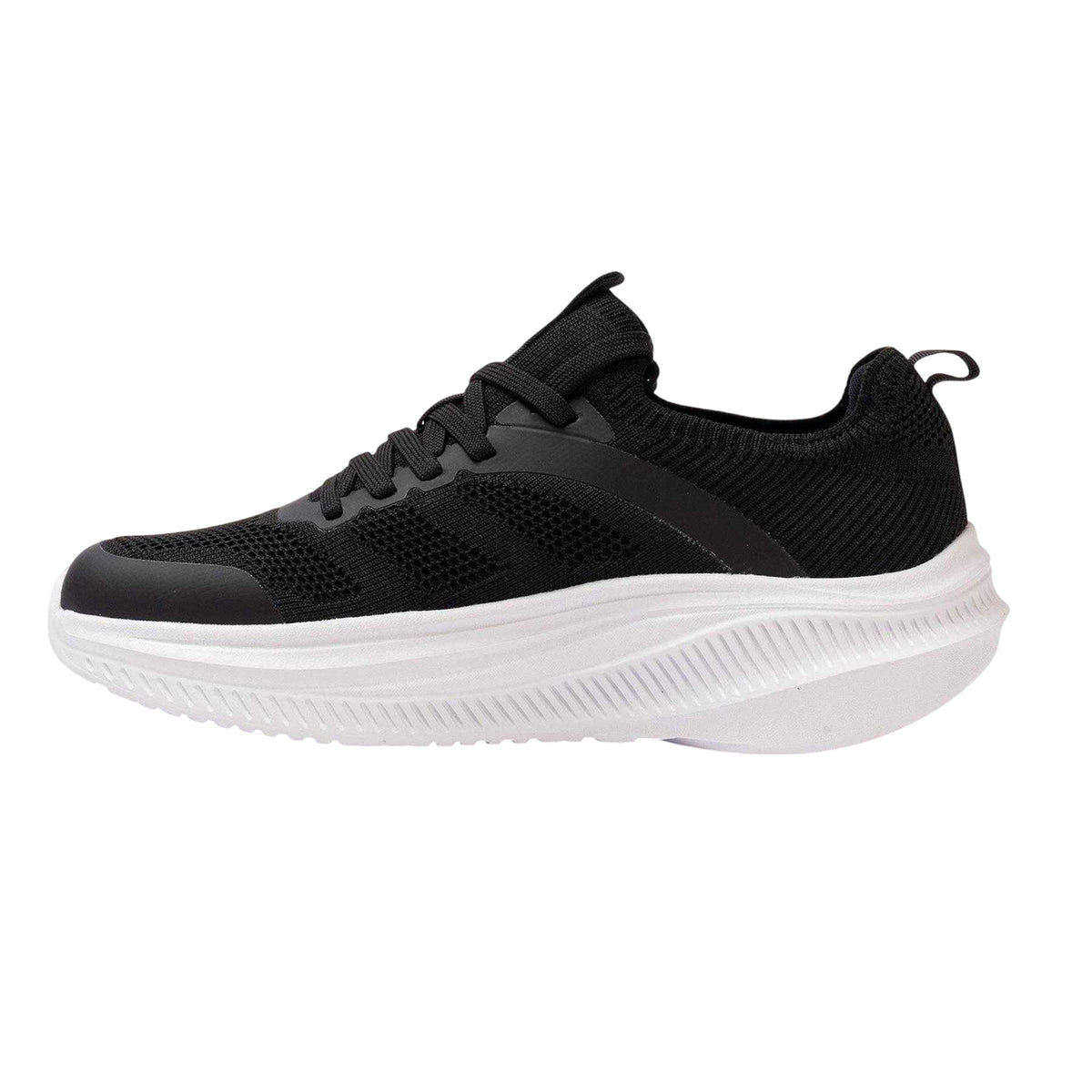 Black-White - Back - Kappa Mens Prati Knitted Platform Trainers