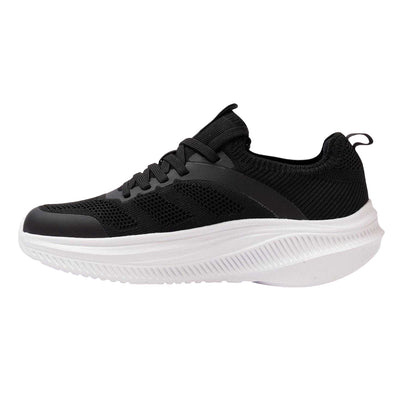 Black-White - Back - Kappa Mens Prati Knitted Platform Trainers