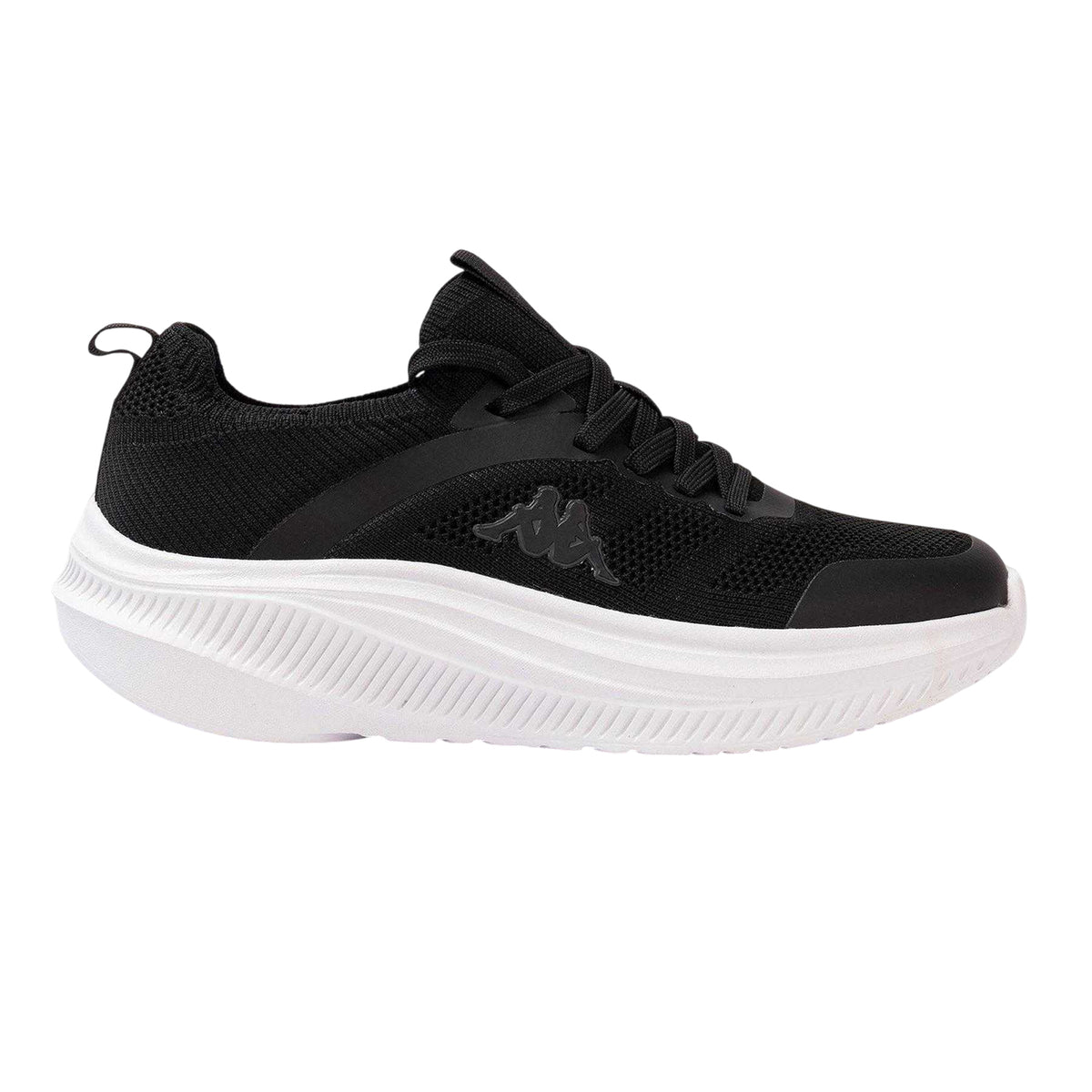 Black-White - Front - Kappa Mens Prati Knitted Platform Trainers
