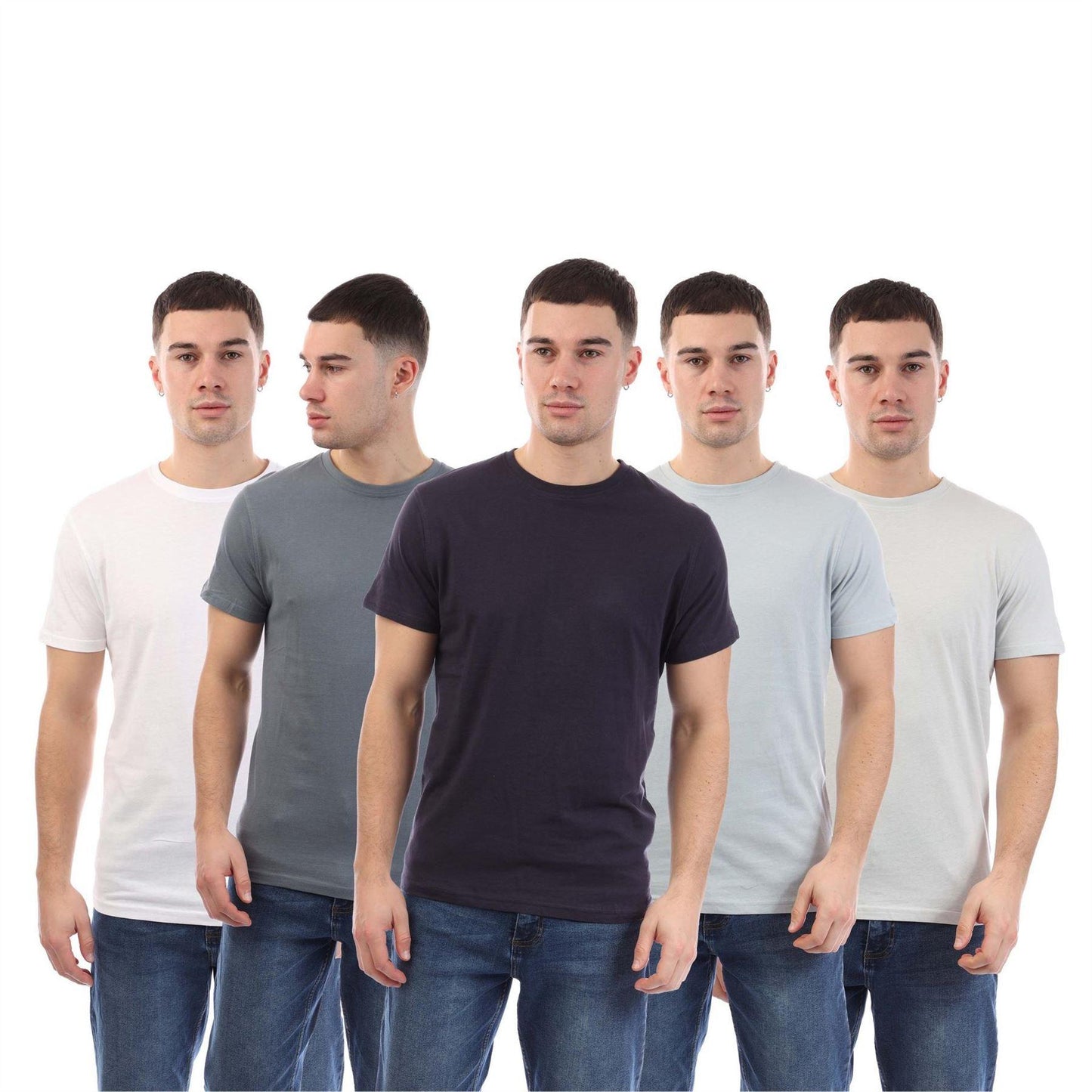 Multicoloured - Front - Duck and Cover Mens Demtare T-Shirt (Pack of 5)