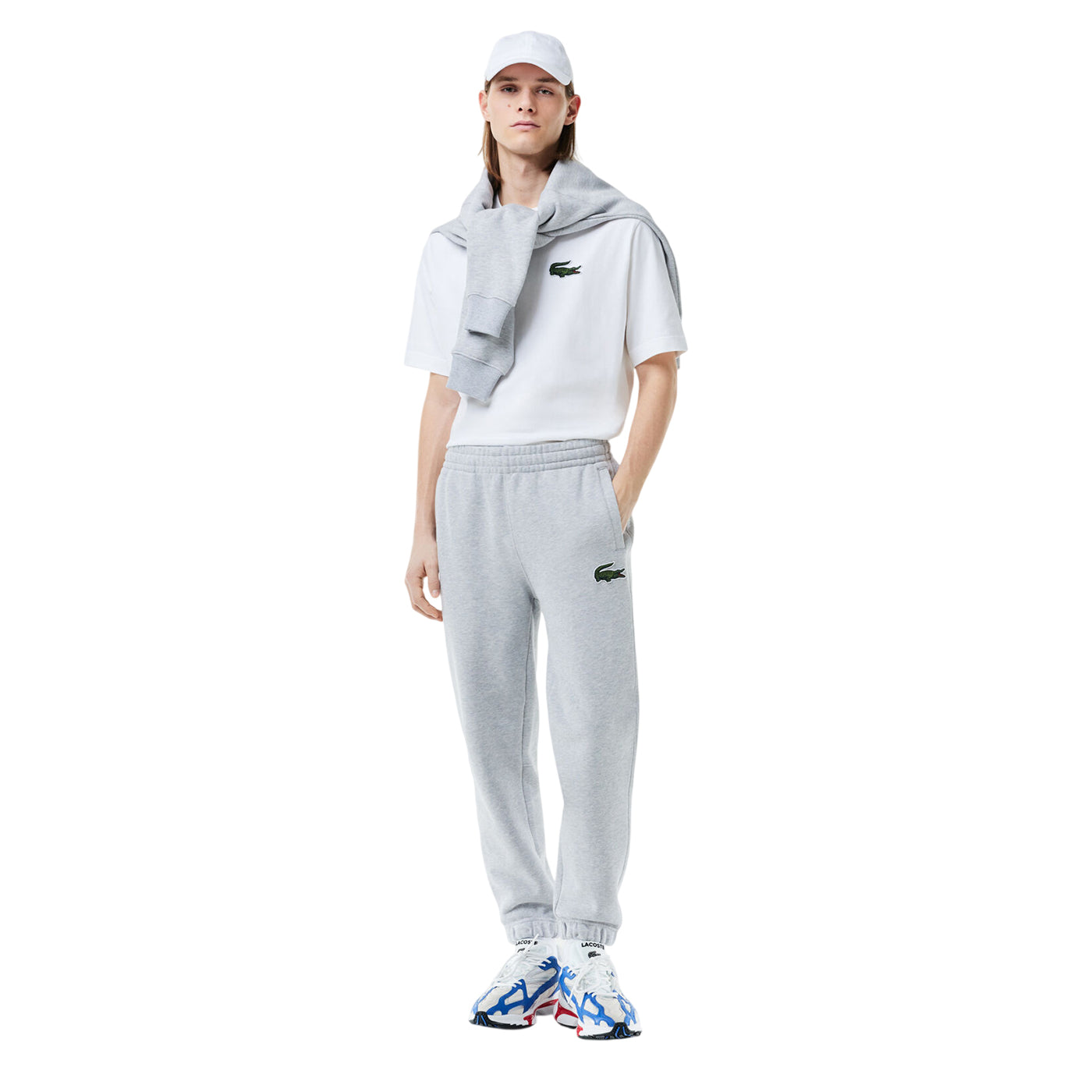 White - Pack Shot - Lacoste Unisex Adult Embroidered Logo Loose Fit T-Shirt