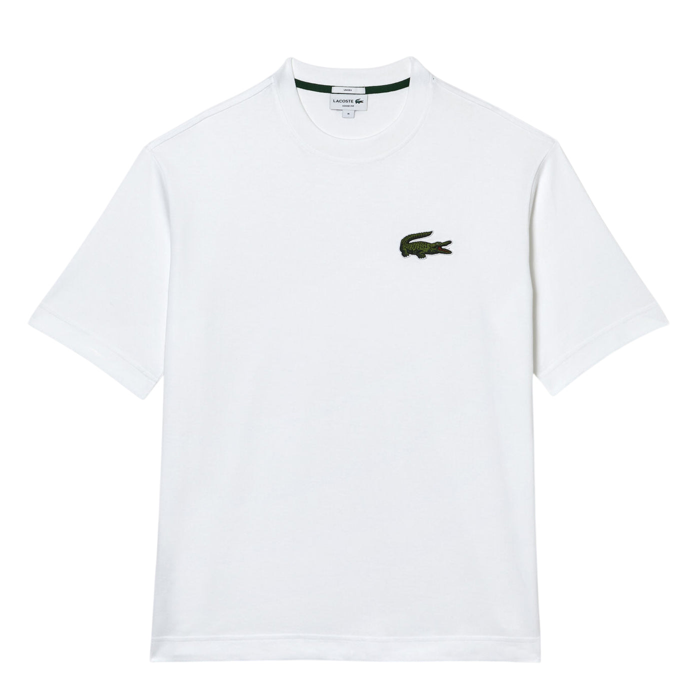 White - Front - Lacoste Unisex Adult Embroidered Logo Loose Fit T-Shirt