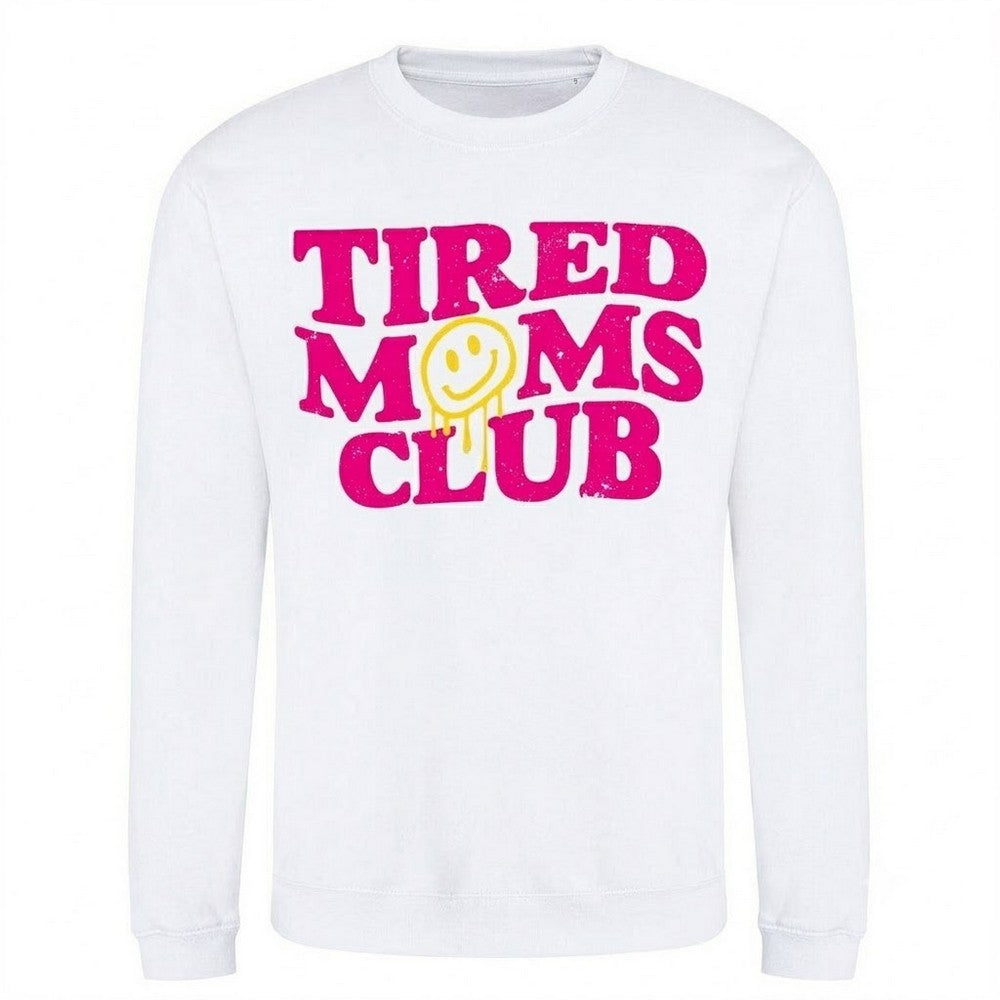 White - Front - AWD Womens-Ladies Tired Mums Club Sweatshirt