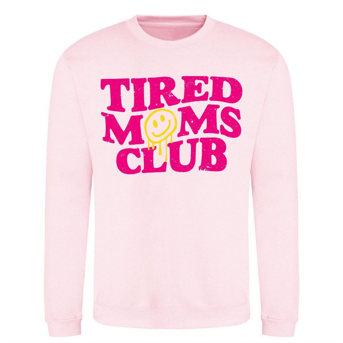 Pink - Front - AWD Womens-Ladies Tired Mums Club Sweatshirt