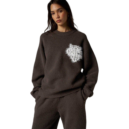 Brown - Front - Couture Womens-Ladies Fluffy Winter Sweater Top