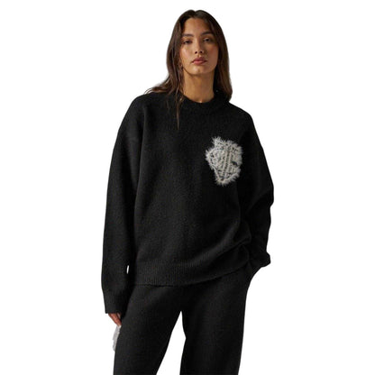 Black - Side - Couture Womens-Ladies Fluffy Winter Sweater Top