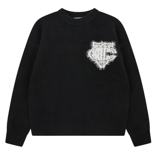 Black - Front - Couture Womens-Ladies Fluffy Winter Sweater Top
