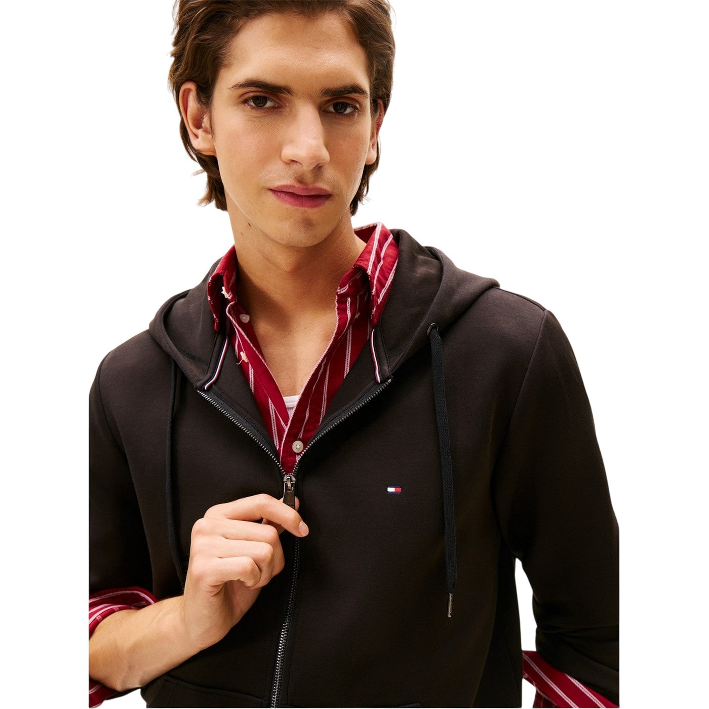 Black - Side - Tommy Hilfiger Mens Regular Long-Sleeved Full Zip Hoodie
