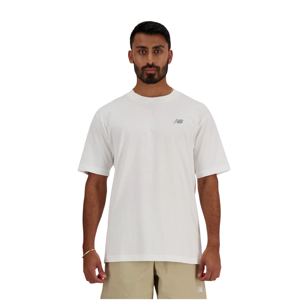 White - Front - New Balance Mens Cotton T-Shirt