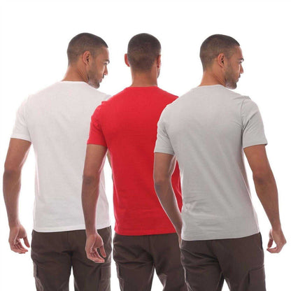 Red-White-Grey - Back - Hugo Mens Contrast Logo T-Shirt (Pack of 3)