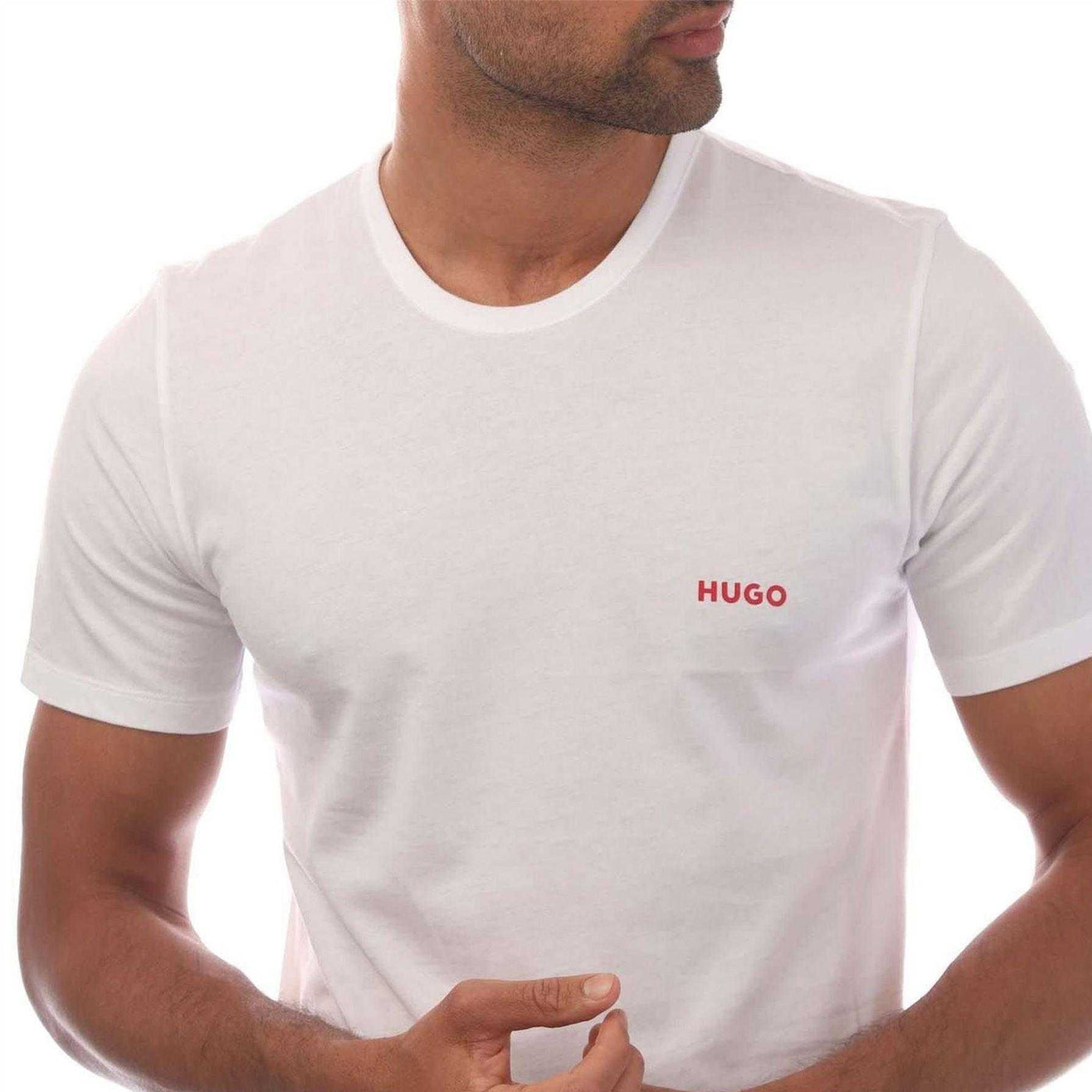 Red-White-Grey - Pack Shot - Hugo Mens Contrast Logo T-Shirt (Pack of 3)