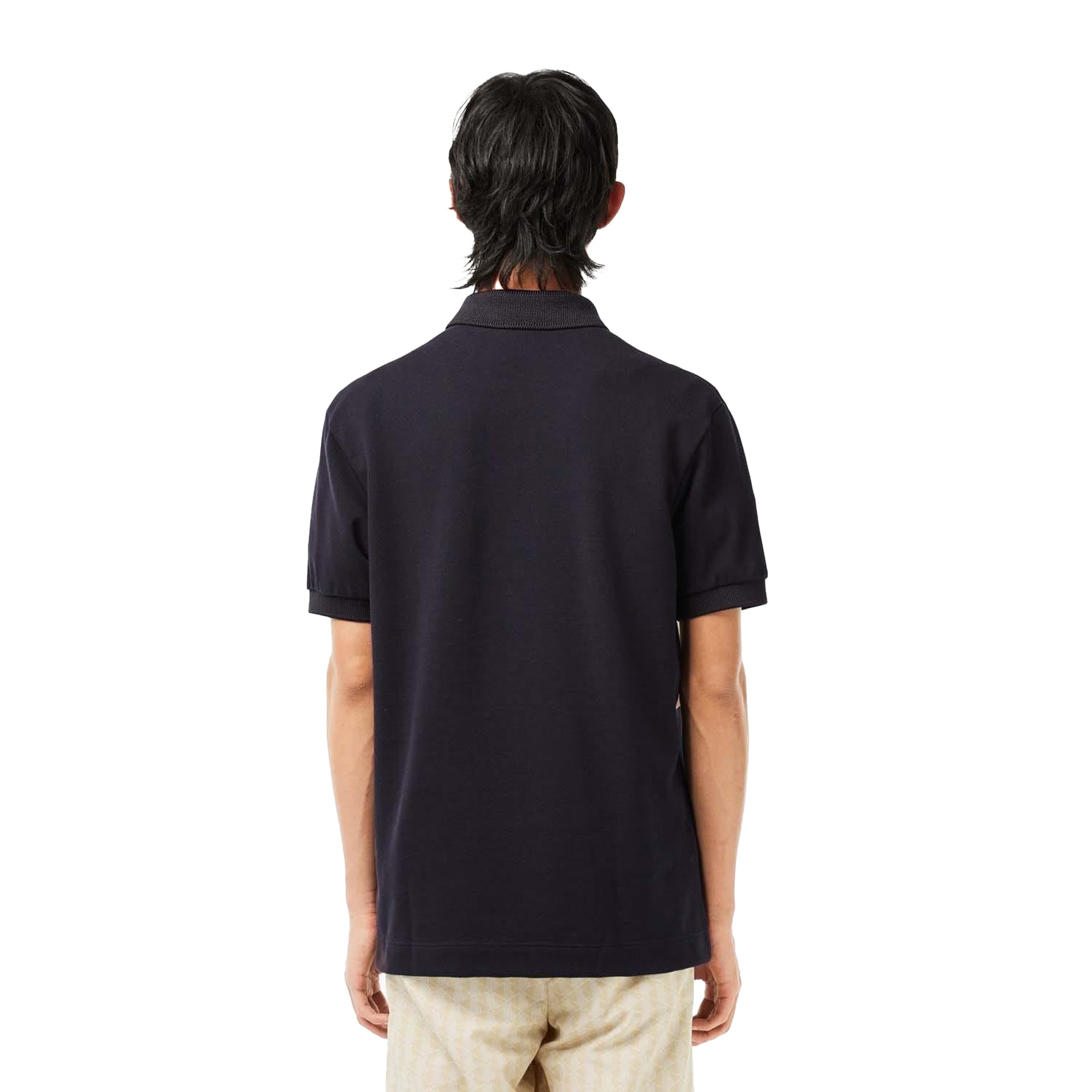 Blue - Back - Lacoste Mens French Made Contrast Striped Polo Shirt