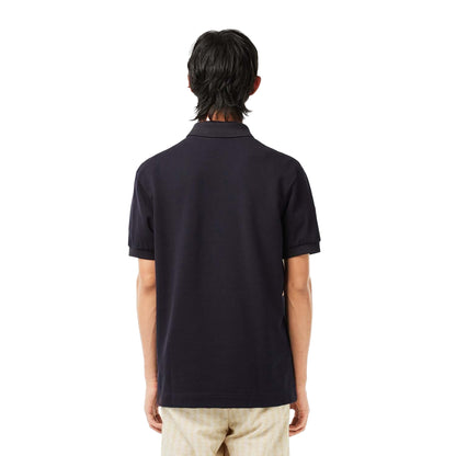 Blue - Back - Lacoste Mens French Made Contrast Striped Polo Shirt