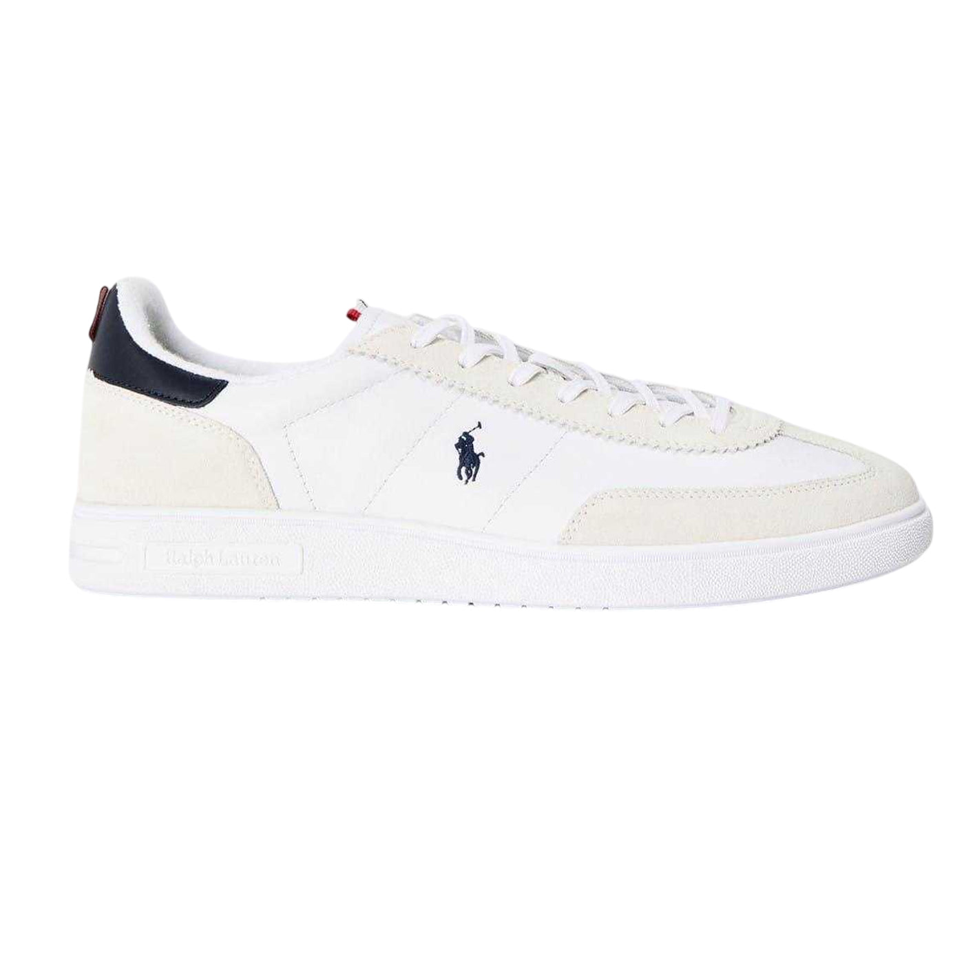 White - Front - Ralph Lauren Mens Bedford Leather Trainers