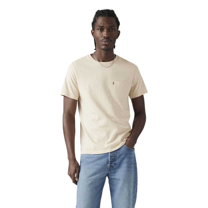 Cream - Side - Levis Mens Classic Heavyweight Pocket T-Shirt