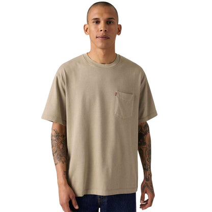Khaki - Front - Levis Mens Classic Heavyweight Pocket T-Shirt