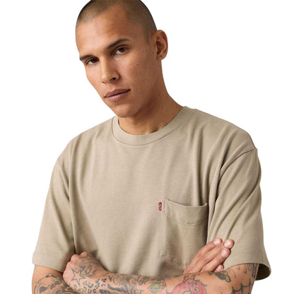 Khaki - Side - Levis Mens Classic Heavyweight Pocket T-Shirt