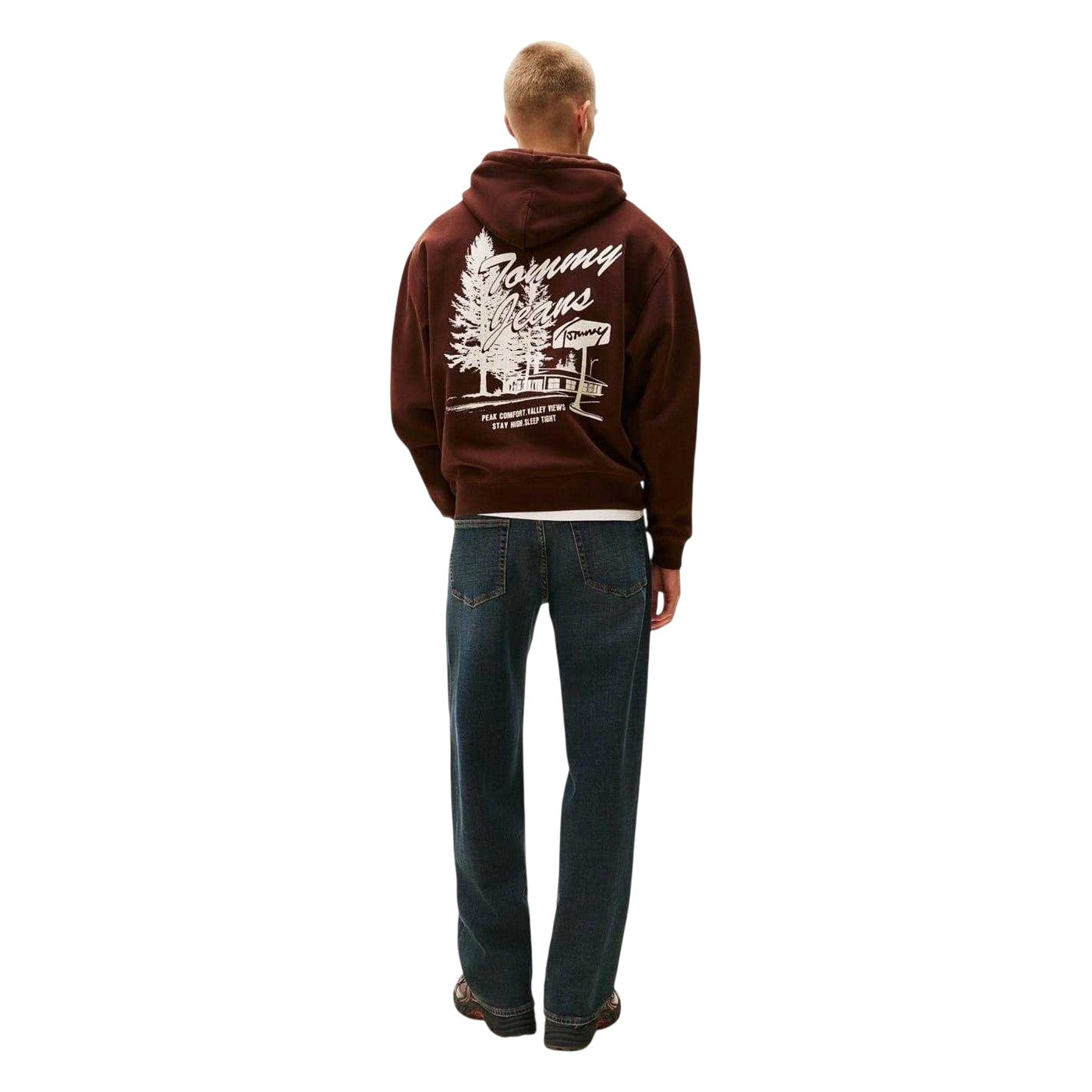 Brown - Back - Tommy Jeans Mens Novelty Back Print Hoodie