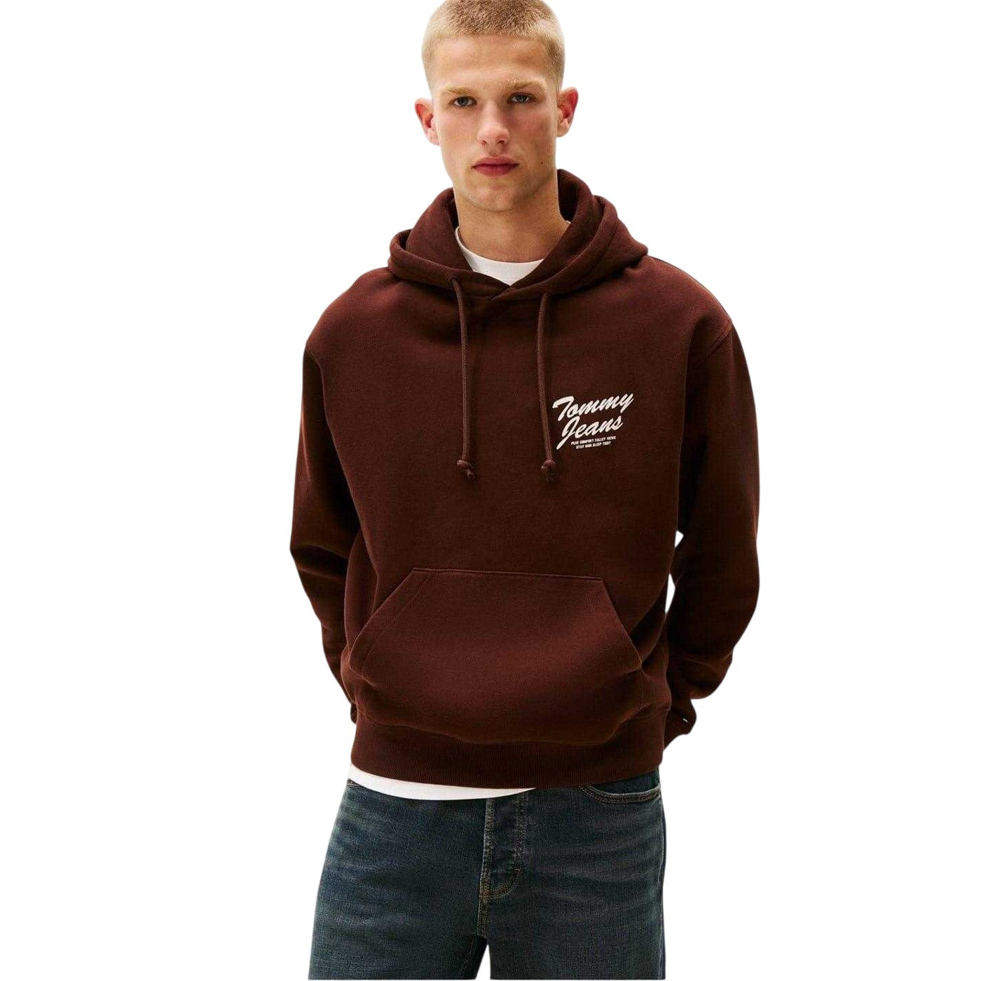 Brown - Lifestyle - Tommy Jeans Mens Novelty Back Print Hoodie