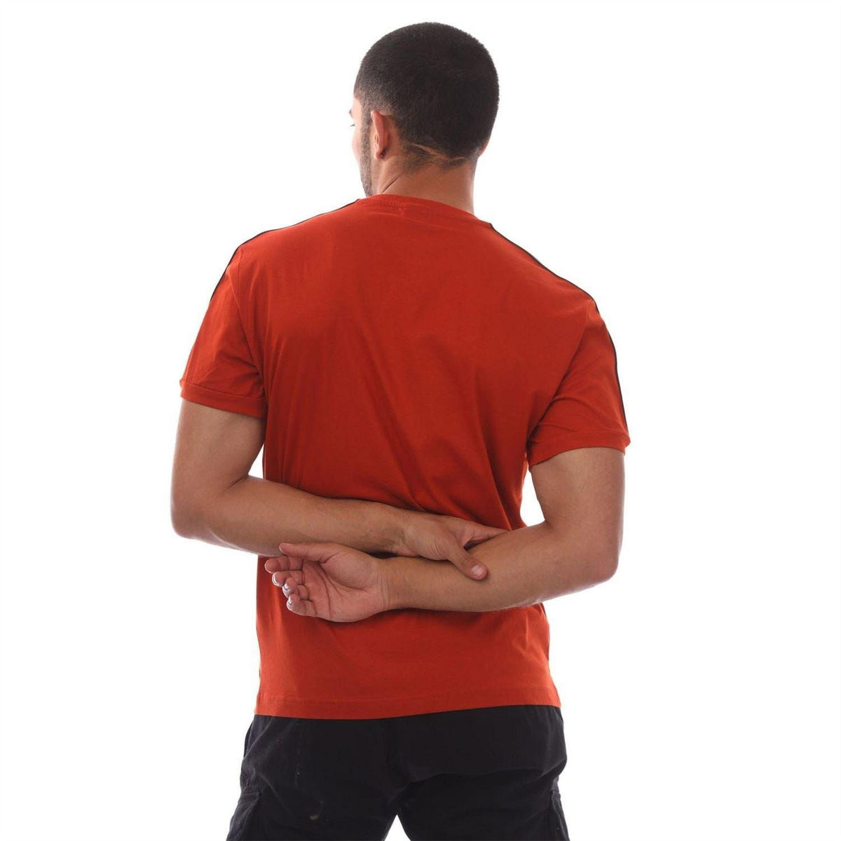 Orange - Back - Emporio Armani EA7 Mens Series Logo Cotton T-Shirt