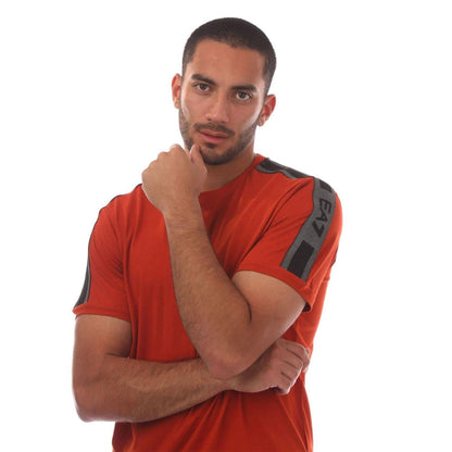 Orange - Side - Emporio Armani EA7 Mens Series Logo Cotton T-Shirt