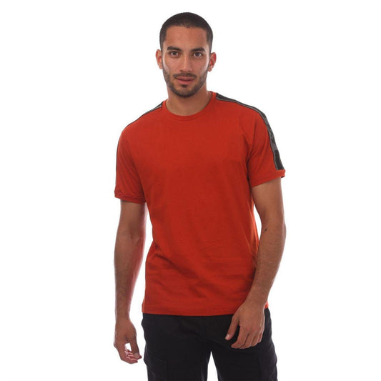 Orange - Front - Emporio Armani EA7 Mens Series Logo Cotton T-Shirt