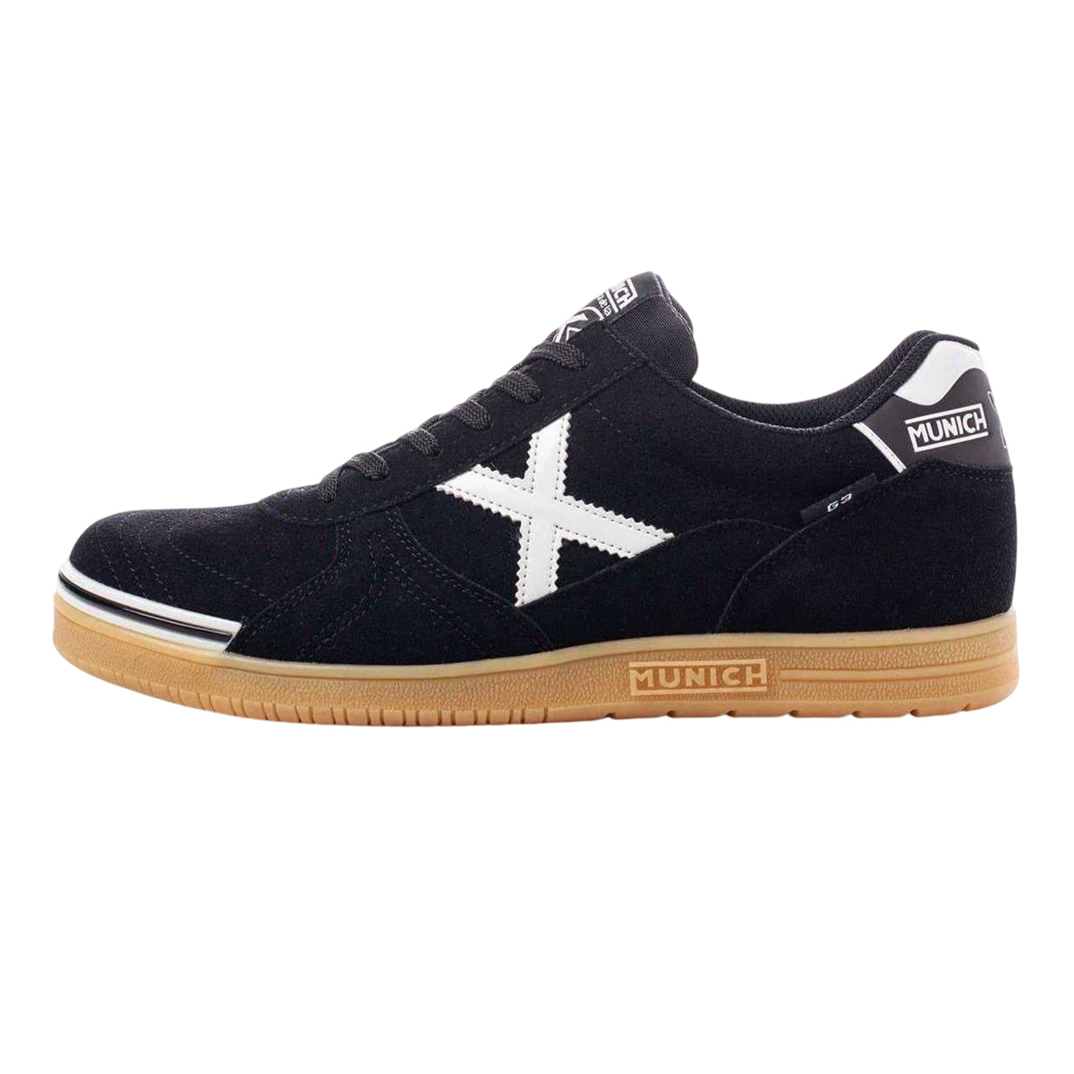Black-White - Side - Munich Mens G3 Profit Futsal Flat Indoor Football Shoes
