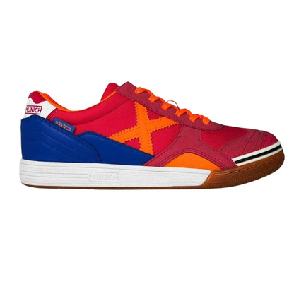 Crimson-Orange-Blue - Front - Munich Mens Gresca Signature Reinforced Toe Indoor Football Shoes