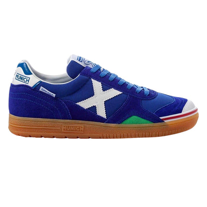 Blue-White - Front - Munich Mens Gresca Signature Reinforced Toe Indoor Football Shoes