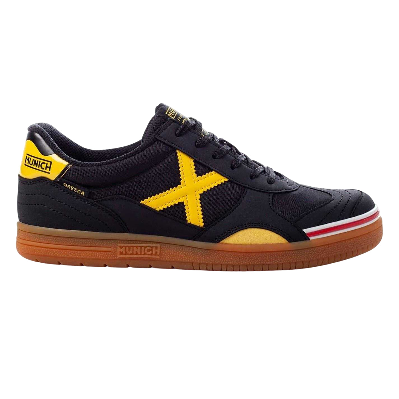 Black-Yellow - Front - Munich Mens Gresca Signature Reinforced Toe Indoor Football Shoes