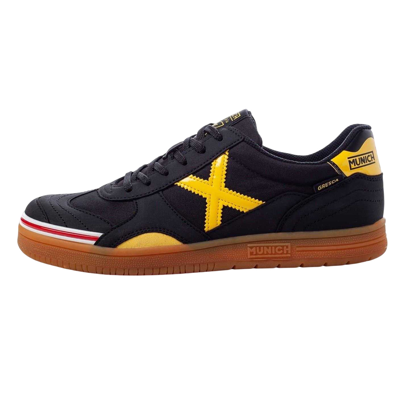 Black-Yellow - Side - Munich Mens Gresca Signature Reinforced Toe Indoor Football Shoes