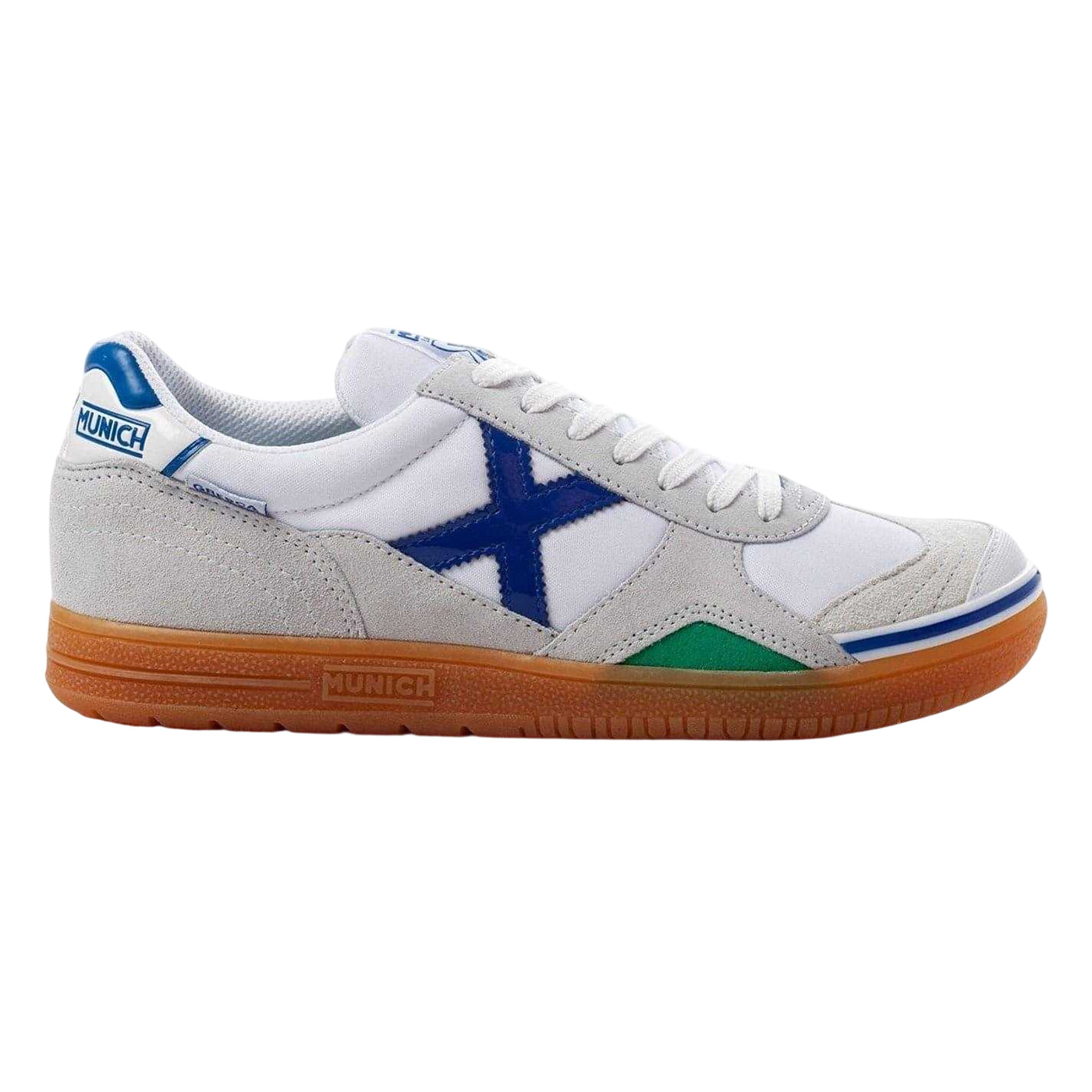 White-Blue - Front - Munich Mens Gresca Signature Reinforced Toe Indoor Football Shoes