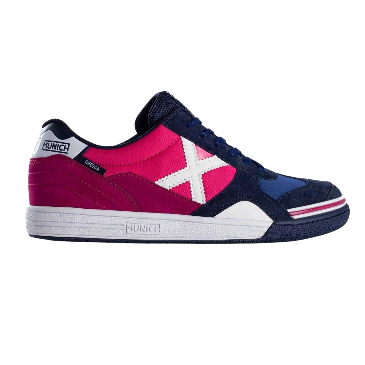 Navy-Fuchsia - Front - Munich Mens Gresca Signature Reinforced Toe Indoor Football Shoes