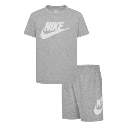 Grey Heather - Front - Nike Childrens-Kids T-Shirt & Shorts Set